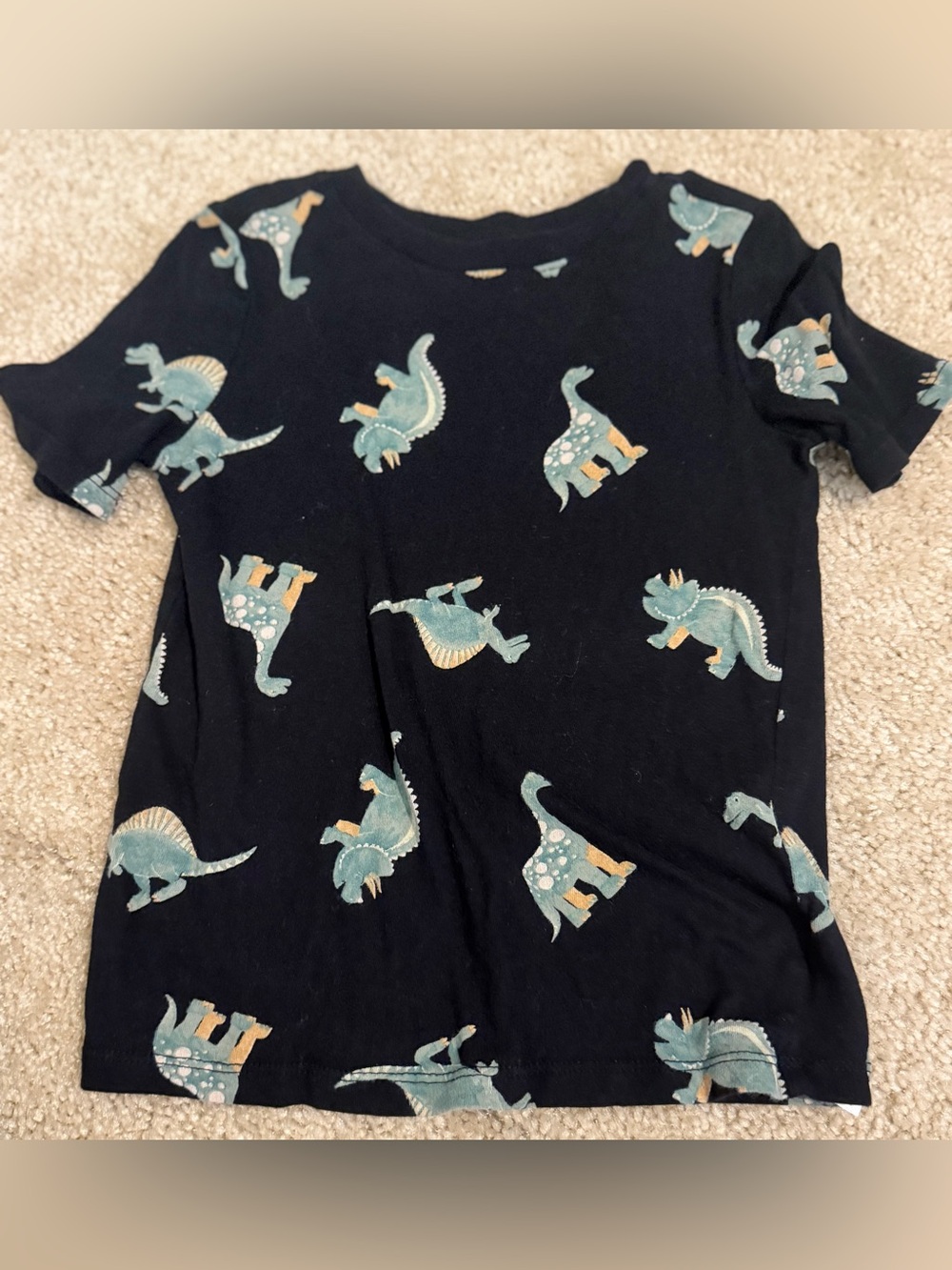 Kids Black Dinosaur Print Short Sleeve Tee